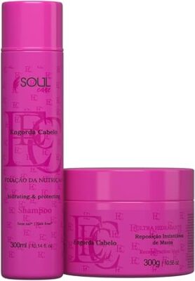 Kit Reconstrução Profissional Engorda Cabelo - Shampoo e Máscara Cronograma Capilar | Soul Care Profissional (300ml)