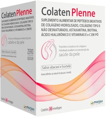 Suplemento Alimentar Colaten Plenne Sabor Abacaxi e Hortelã com 30 Envelopes