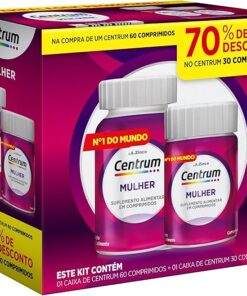 Centrum Mulher Multivitaminico Diário, com Magnésio, Vitamina D e Vitamina B12, Leve 90 Comprimidos e Pague 60