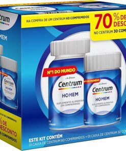 Centrum Homem Multivitaminico Diário com Magnésio, Vitamina D e Vitamina B12, Leve 90 Comprimidos e Pague 60